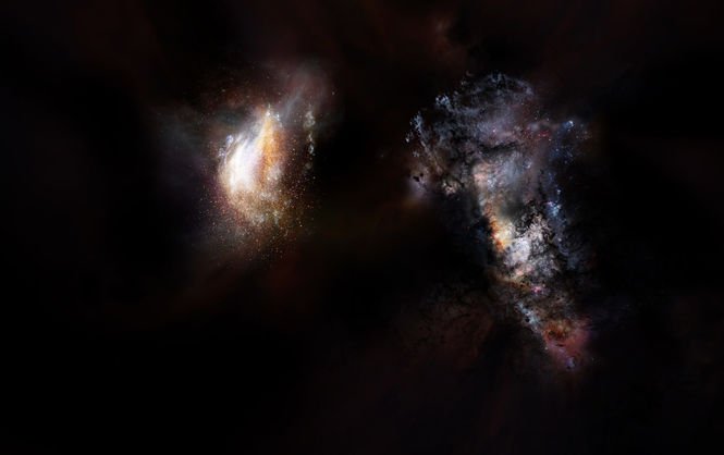 Астрономы обнаружили две древние галактики, которые окружены темной материей