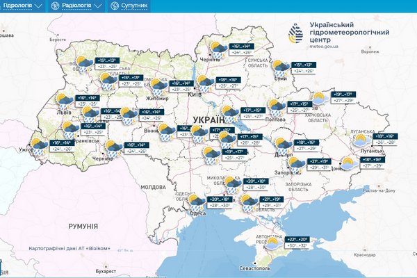 По Украине на выходных прокатится волна ливней с грозами: карты погоды