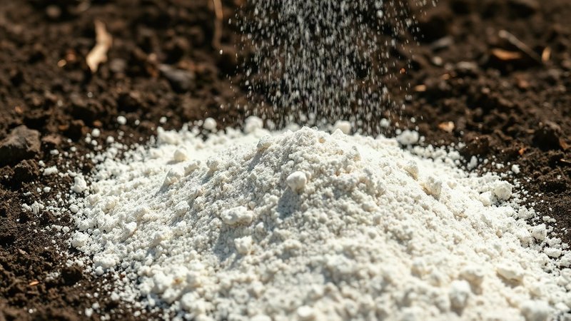 Сера и кальций для овощных культур: устранение дефицита мезоэлементов без закисления почвы Белый порошок кормового гипса (сульфата кальция), вносимый в темную ог