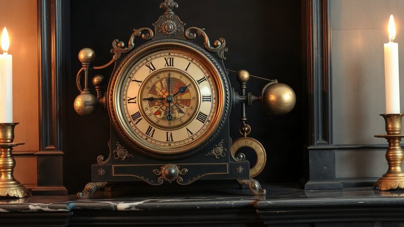 Звездный подиум страстей и тонкие вибрации осени Старинные каминные астрономические часы с латунным механизмом