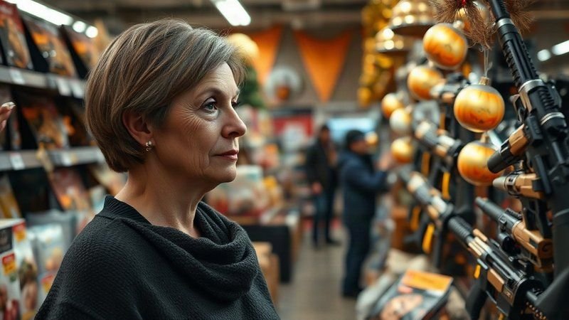 Социальная ответственность ритейла: почему Польша отказывается от макетов оружия перед Хеллоуином Покупательница в отделе праздничных товаров европейского магазина сред