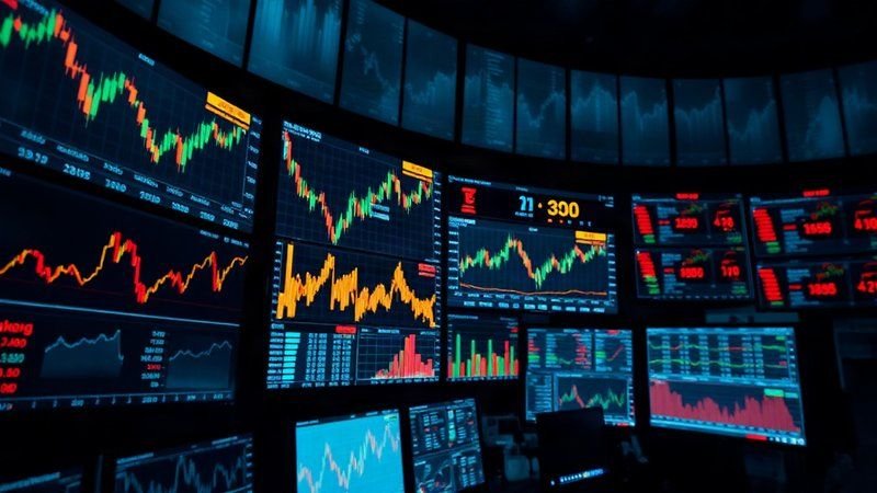 Приватизация IDBI Bank: как продажа доли канадской Fairfax меняет финансовый рынок Мониторы фондовой биржи с графиками котировок в темном зале торгов
