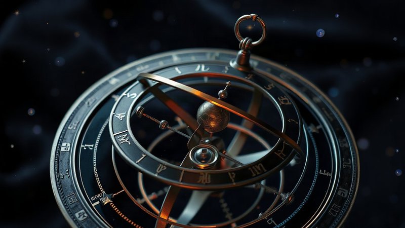 Космический коктейль впечатлений: дегустация пятничных возможностей Неоновая армиллярная сфера с астрологическими кольцами